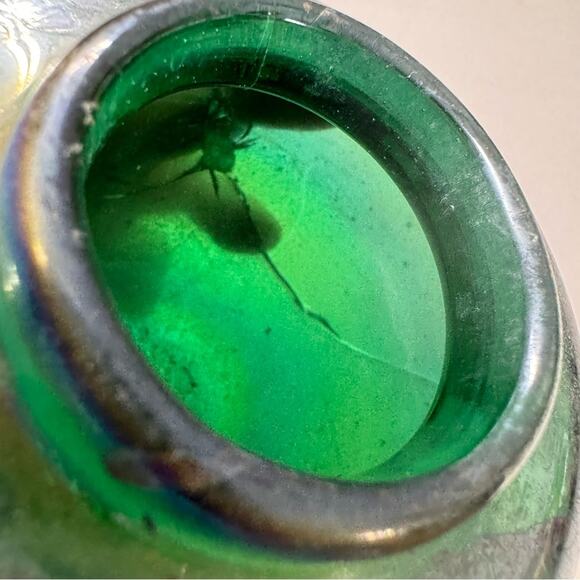 Vintage Green Purple Iridescent Bud Vase Small Home Decor 90s Damaged - Picture 7 of 8